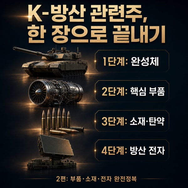 K-방산 밸류체인 지도: 부품·소재·전자 관련주 단계별 분석