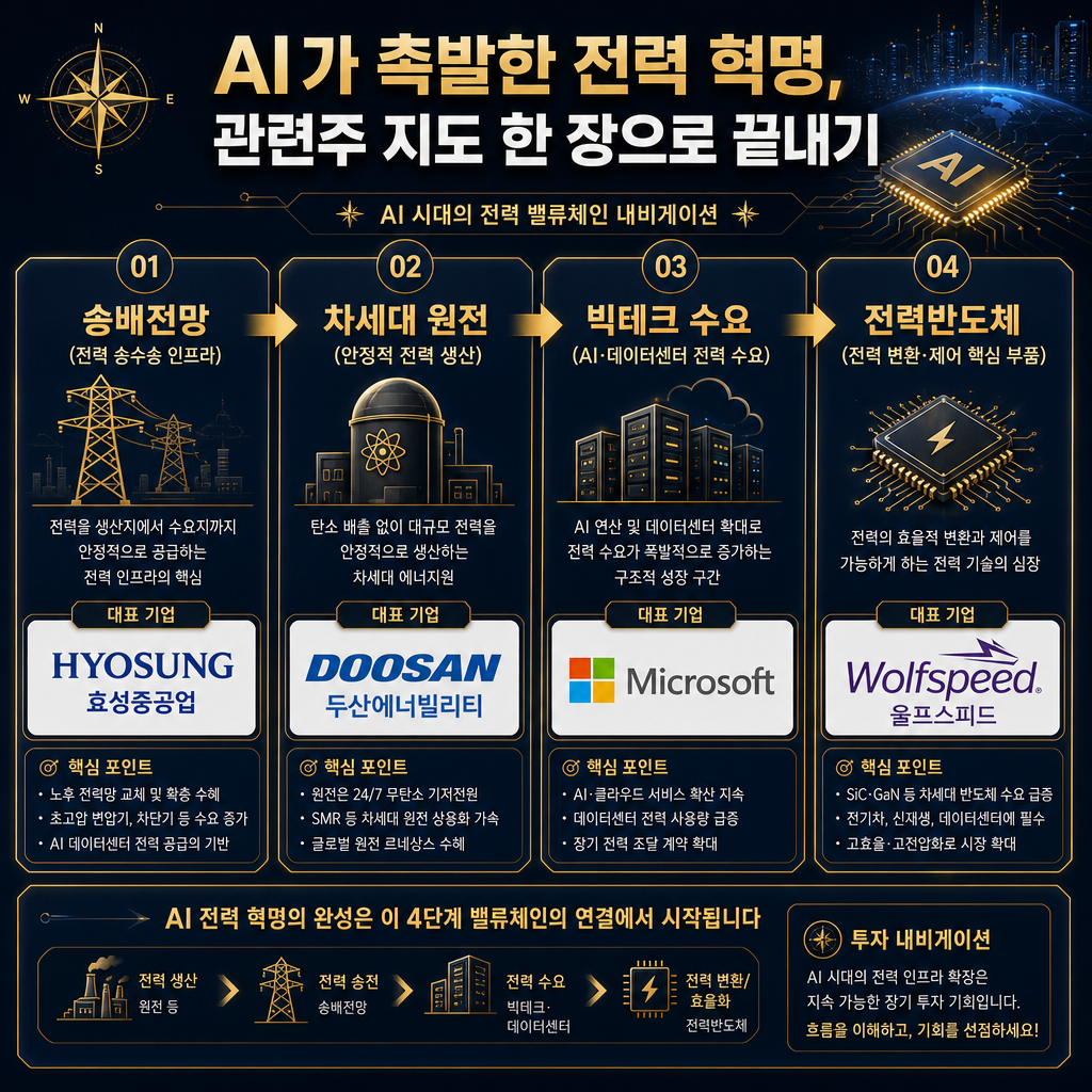 AI 전력 인프라 관련주 총정리: 밸류체인으로 보는 핵심 종목 지도