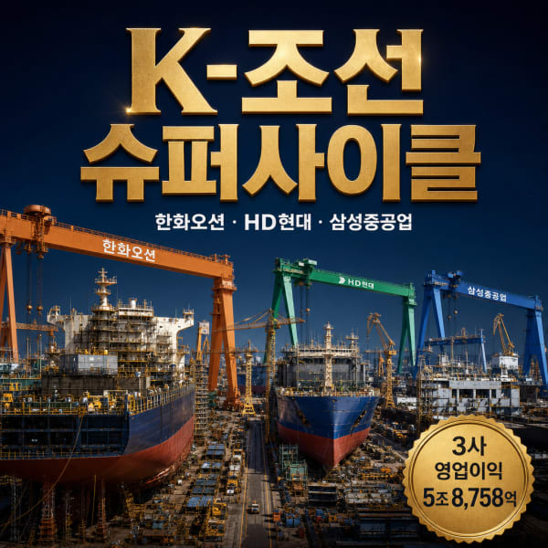K-조선 슈퍼사이클: 한화오션·HD현대·삼성중공업, 수주가 2~3년 뒤 실적이 되는 이유