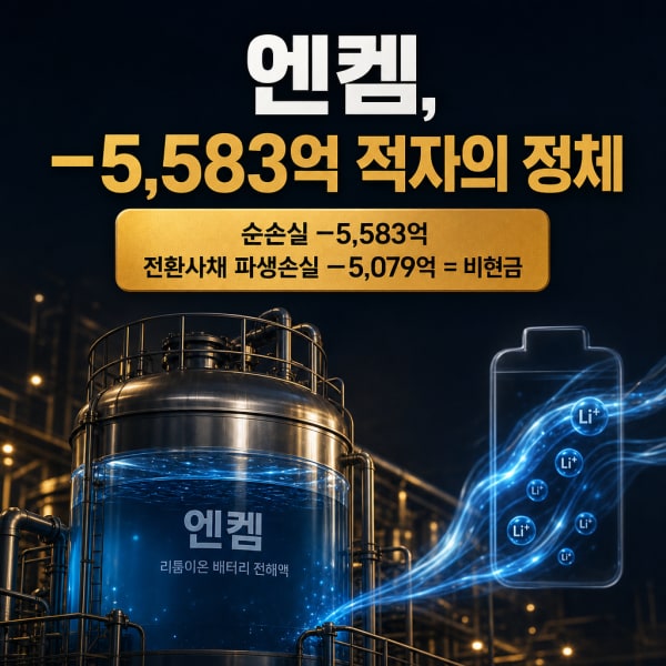엔켐, −5,583억 적자의 정체 — 전환사채가 만든 착시와 26Q1 +23.3%의 진짜 의미