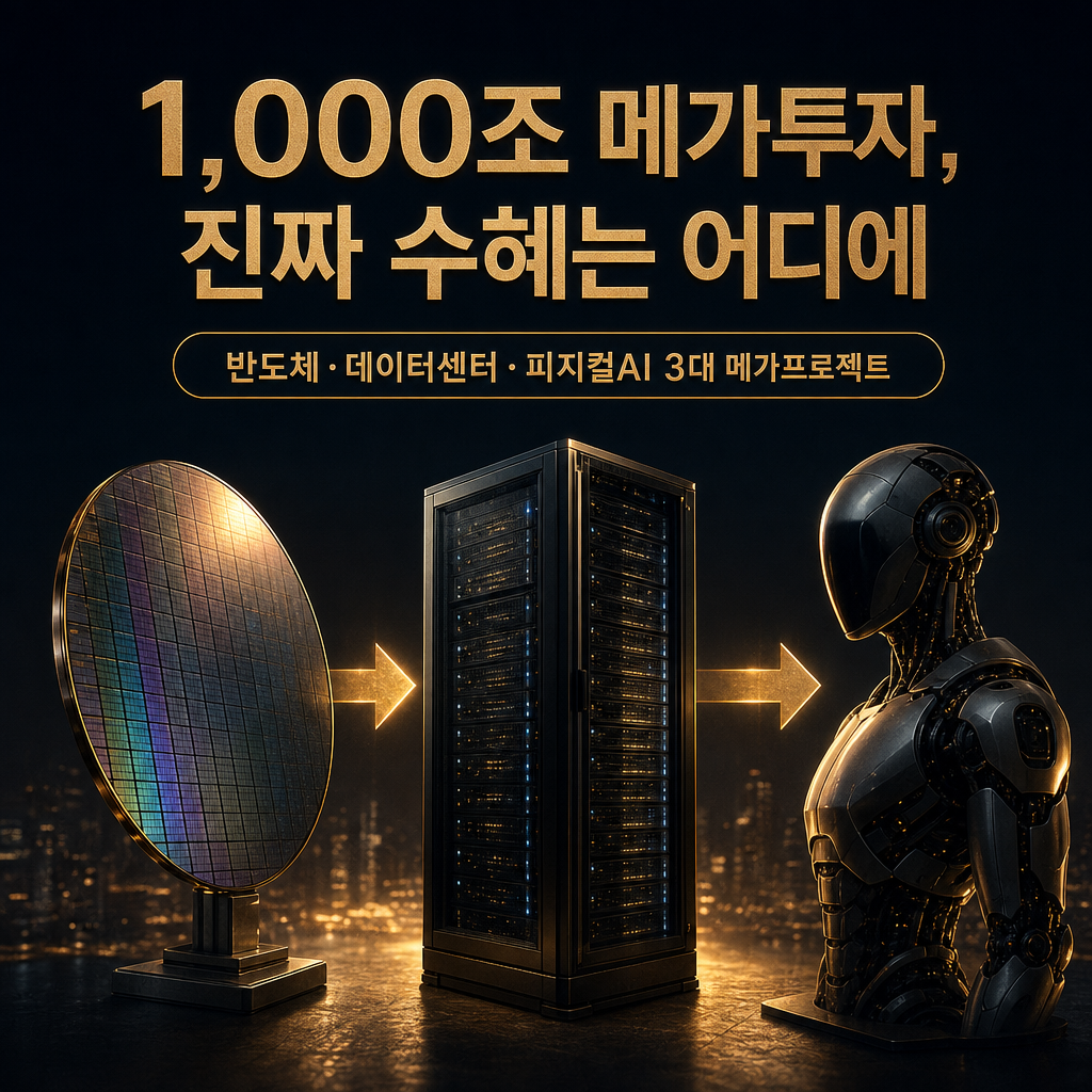 1,000조 AI 데이터센터·반도체 메가투자 수혜 구간 분석 — SK 15GW·삼성 메모리 팹 800조, 진짜 돈은 어디로 흐르나