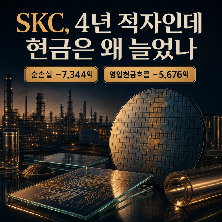 SKC, 유리기판(Absolics)만 보면 놓친다 — 순손실 7천억 뒤 비핵심 매각·영업현금흐름이라는 진짜 성적표