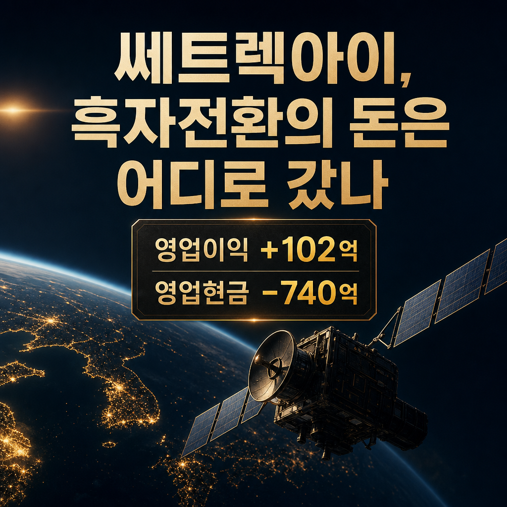 쎄트렉아이, 흑자전환인데 현금은 −740억 — 수주산업 ‘선수금 시계’로 읽는 881억 괴리와 2,830억 수주