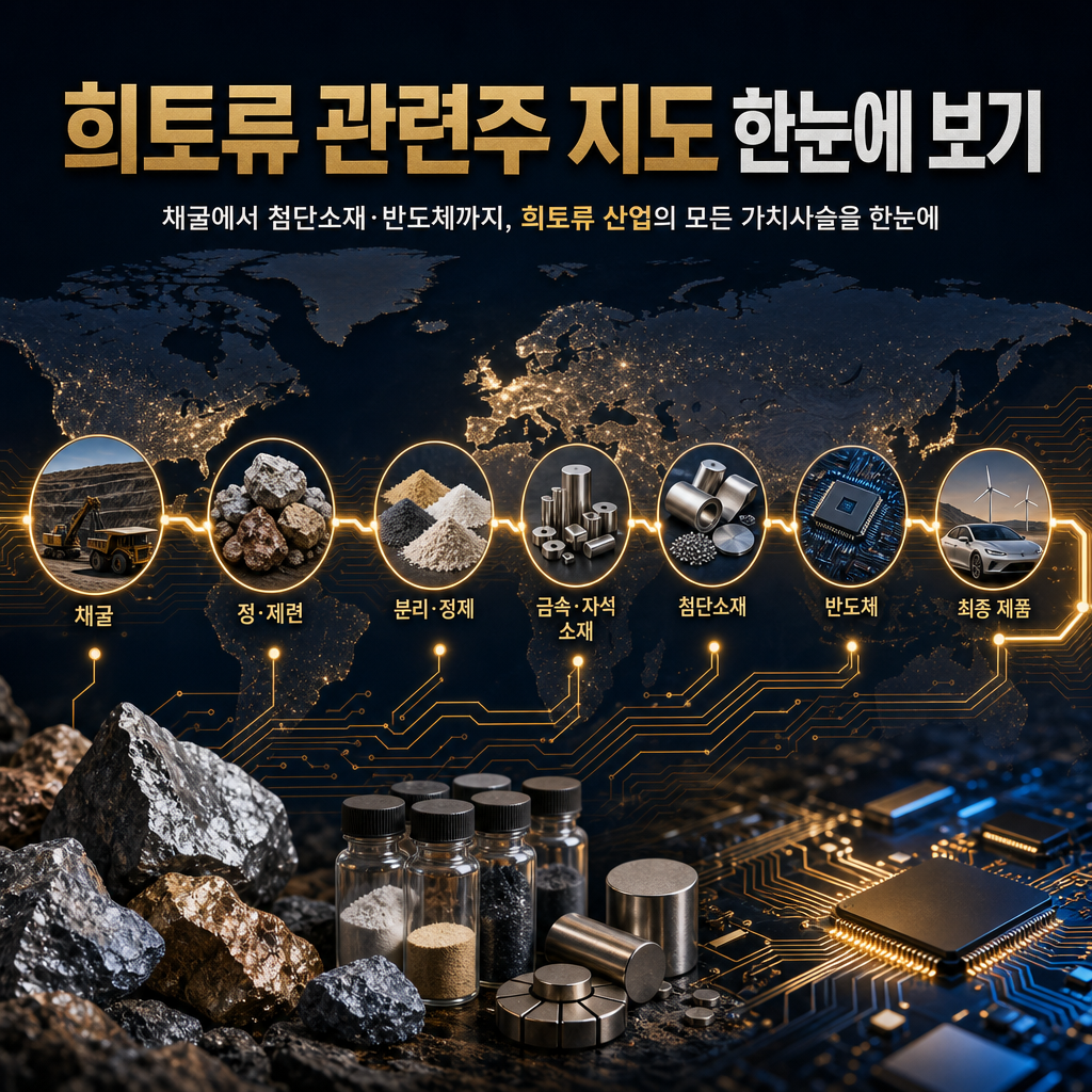 희토류·영구자석 관련주 밸류체인 지도: 성림첨단산업·노바텍·포스코인터내셔널 단계별 총정리