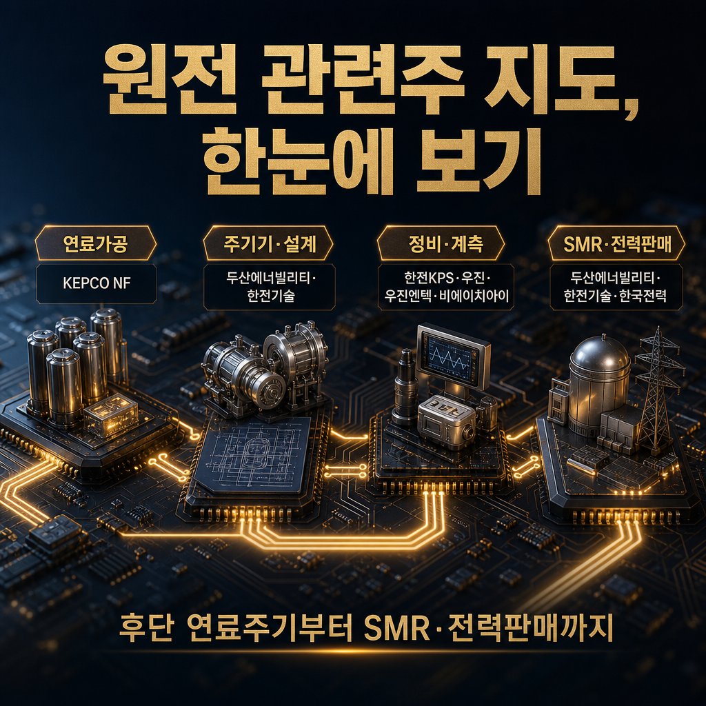 원전 관련주 밸류체인 지도: 한전KPS·우진·SMR·한국전력 단계별 정리