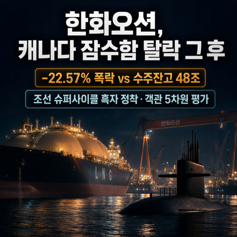 한화오션, 캐나다 잠수함 탈락 −22.57%… 재무제표로 본 진짜 타격인지 객관 평가