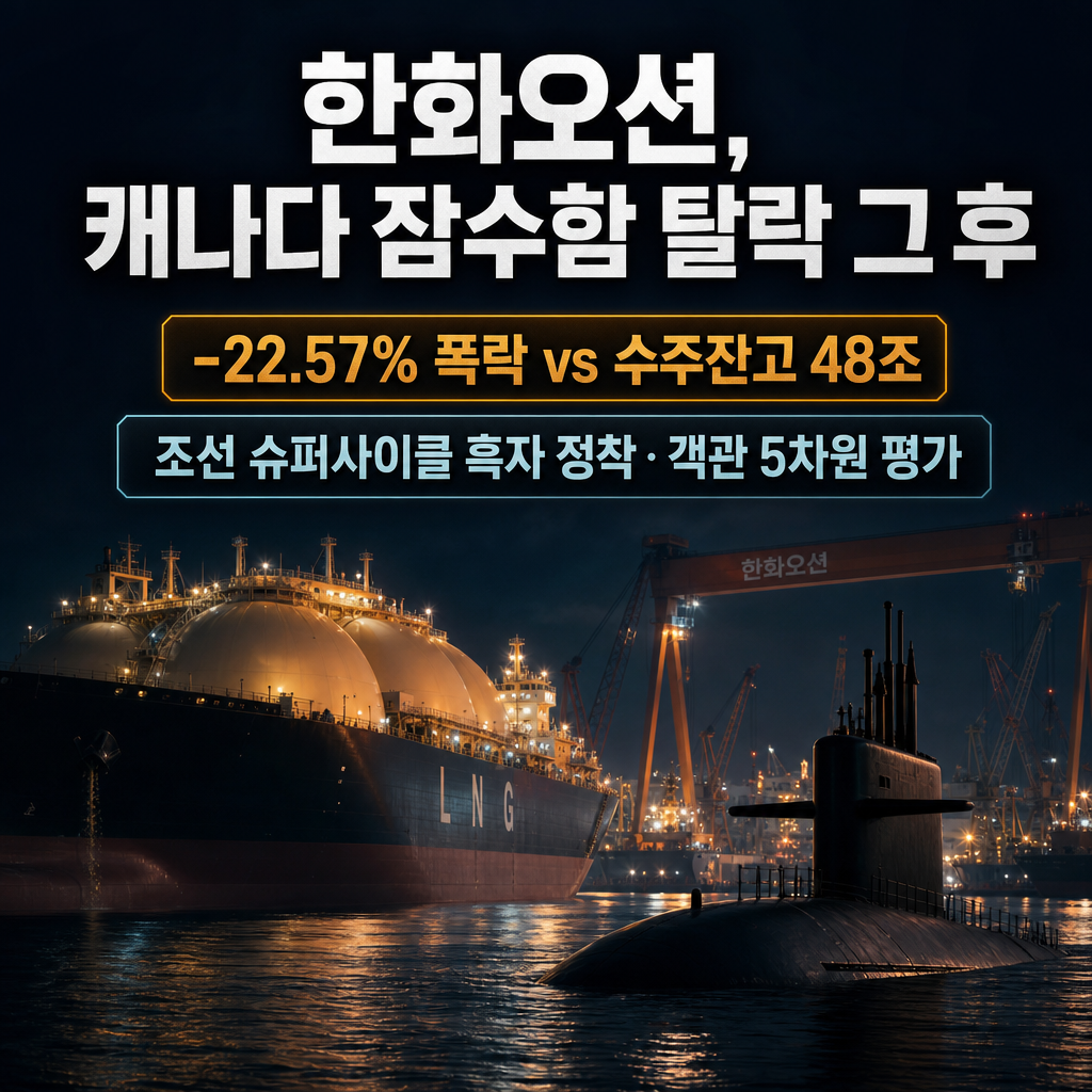 한화오션, 캐나다 잠수함 탈락 −22.57%… 재무제표로 본 진짜 타격인지 객관 평가