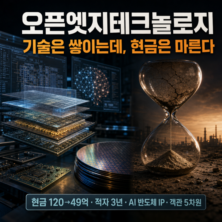 오픈엣지테크놀로지, 기술은 쌓이는데 현금은 마른다 — AI 반도체 IP주 재무제표 객관 평가(394280)