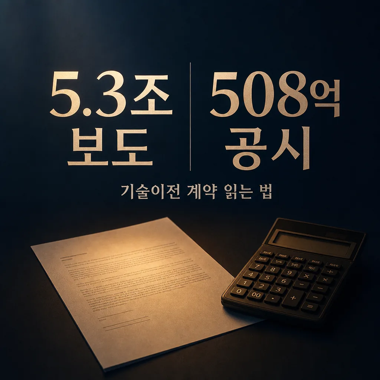 5.3조 보도 vs 508억 공시 — 삼천당제약·펩트론 기술이전 계약 읽는 법