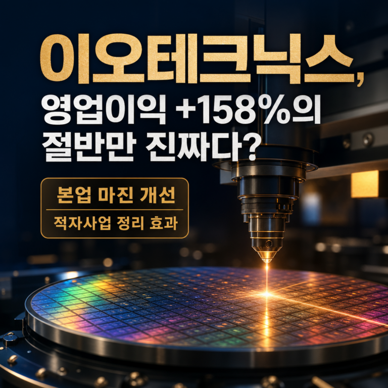이오테크닉스, HBM·반도체 장비주로만 보면 놓친다 — 영업이익 +158%의 절반만 ‘진짜’인 이유와 ‘현금흐름’이라는 성적표