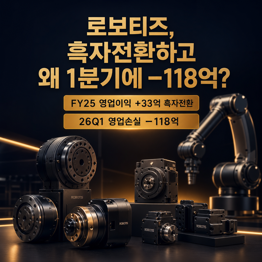 로보티즈, 휴머노이드(피지컬 AI)만 보면 놓친다 — 흑자전환 첫해에 1분기 −118억을 던진 이유와 ‘영업현금흐름’이라는 진짜 성적표